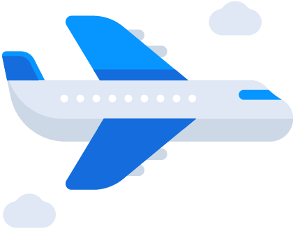 An icon representing round-trip airfares.